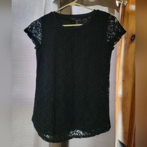 Ann Taylor Navy Lace Top